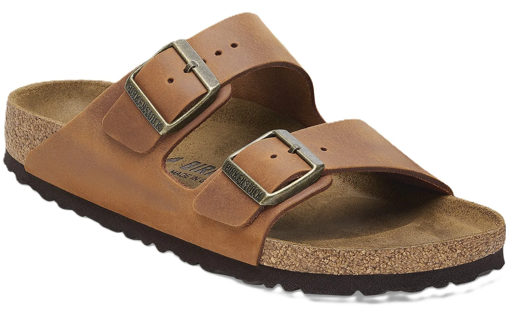 Birkenstock Arizona Sandals - Cognac Oiled Leather | Comfortable Cork Footbed