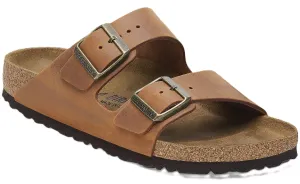 Birkenstock Arizona Sandals - Cognac Oiled Leather | Comfortable Cork Footbed