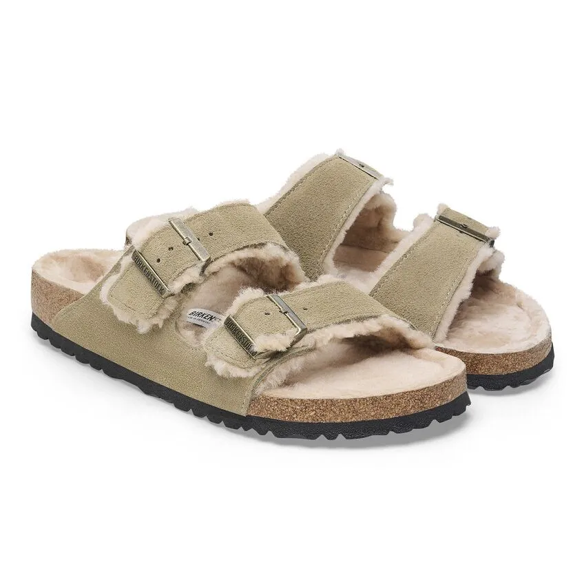 Birkenstock Arizona Taupe Suede Shearling