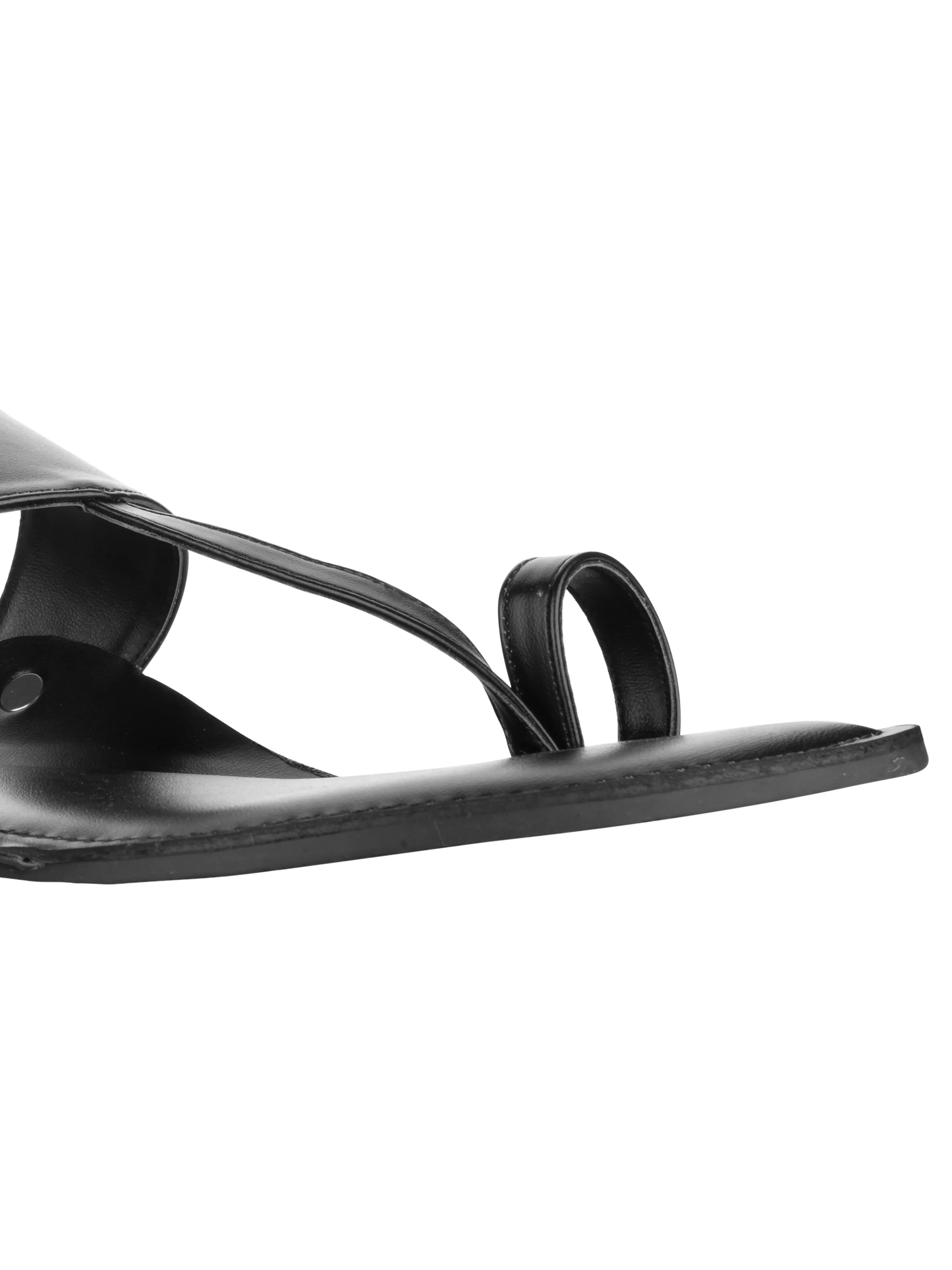 Black Vegan Kolhapuri Slippers For Men