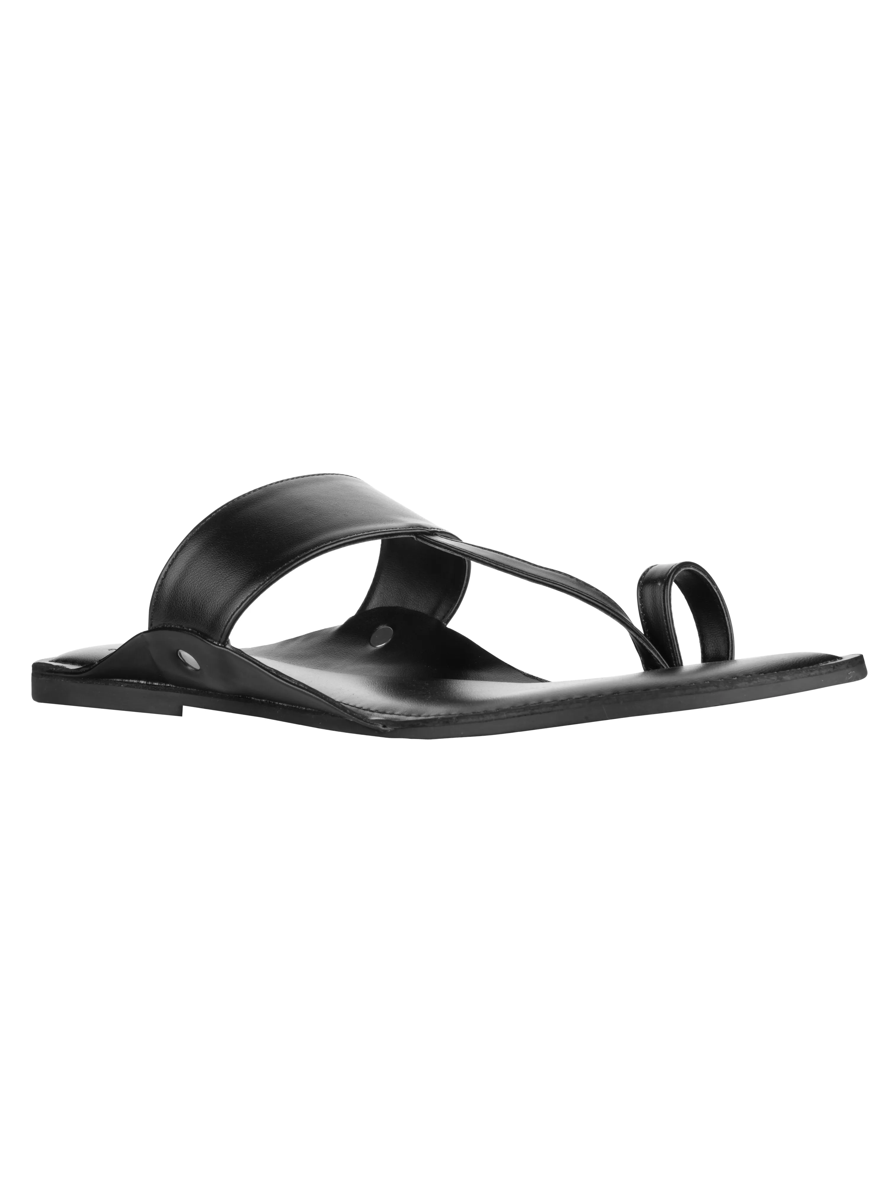 Black Vegan Kolhapuri Slippers For Men