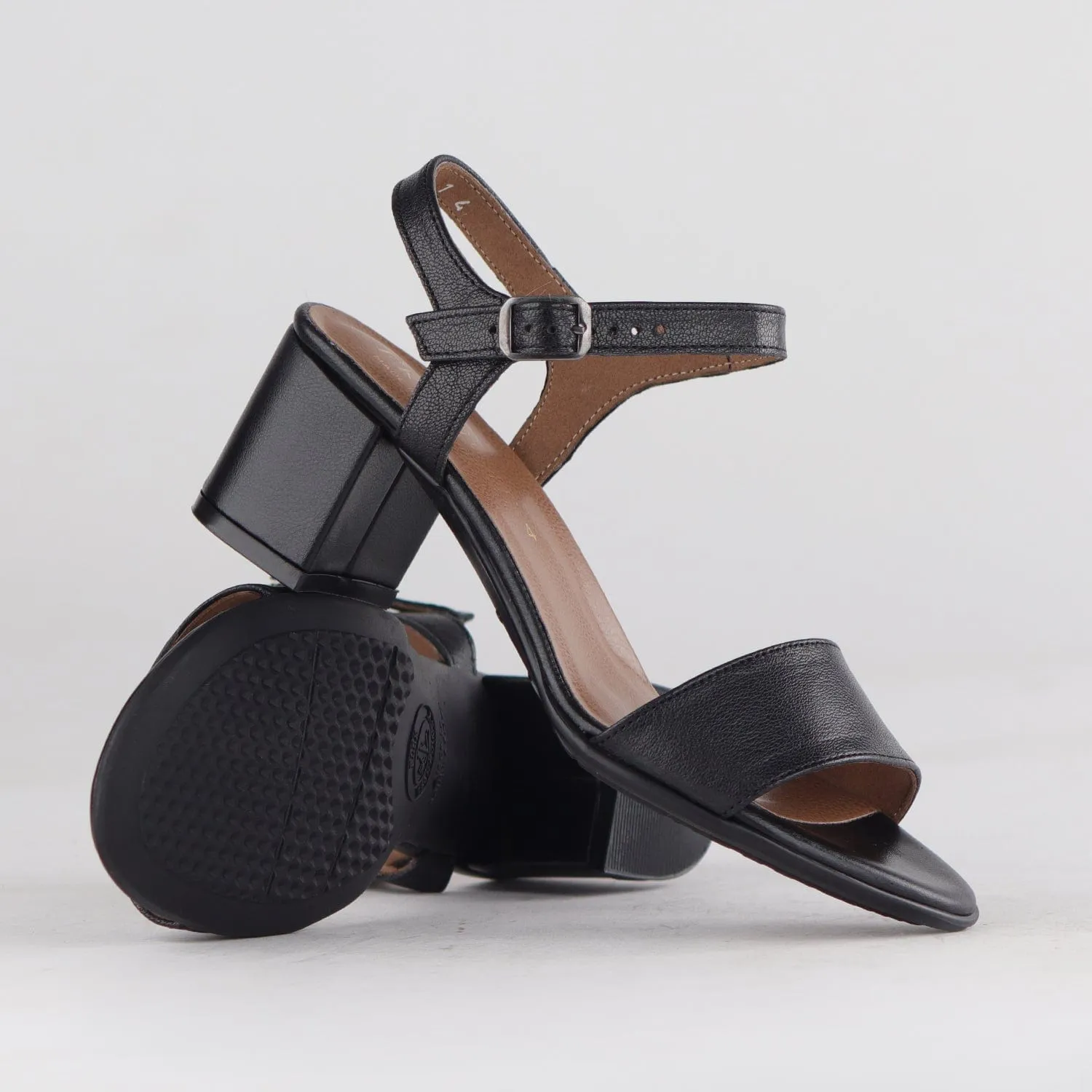 Block Heel Slingback Sandal in black - 12549