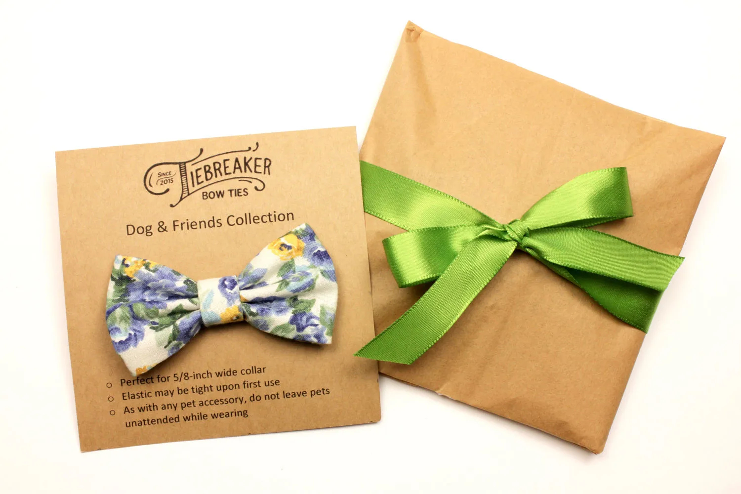 Blue and Gold Floral Pet Bow Tie