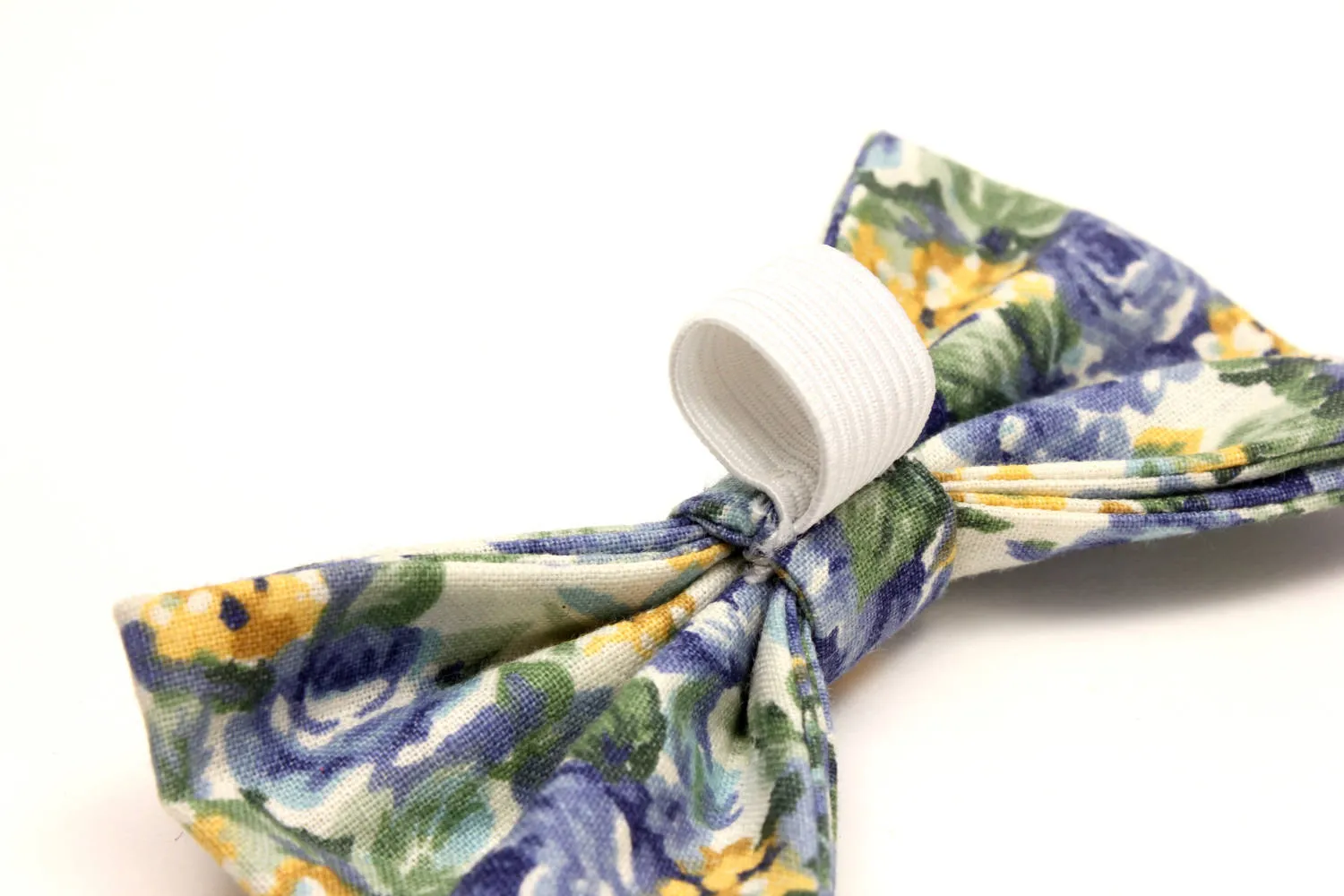 Blue and Gold Floral Pet Bow Tie
