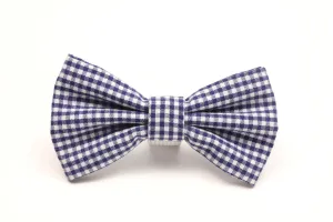 Blue Gingham Dog Bow Tie