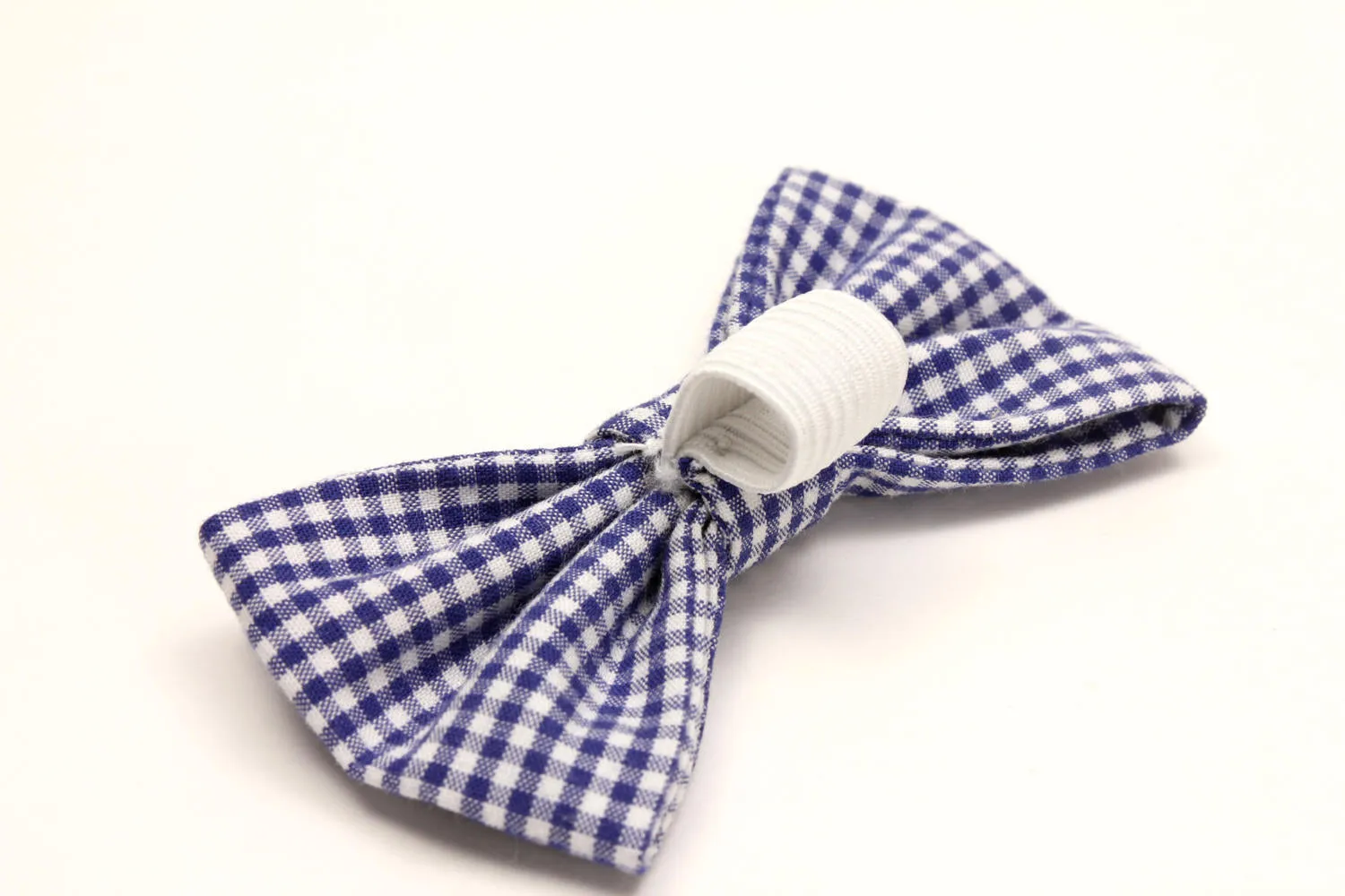 Blue Gingham Dog Bow Tie