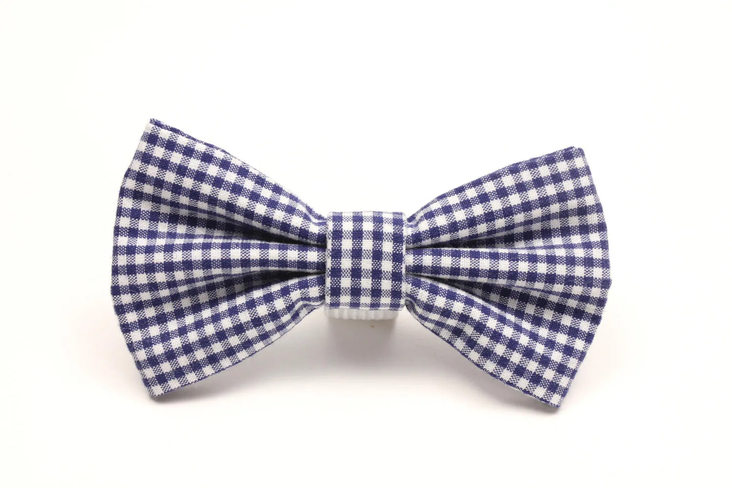 Blue Gingham Dog Bow Tie