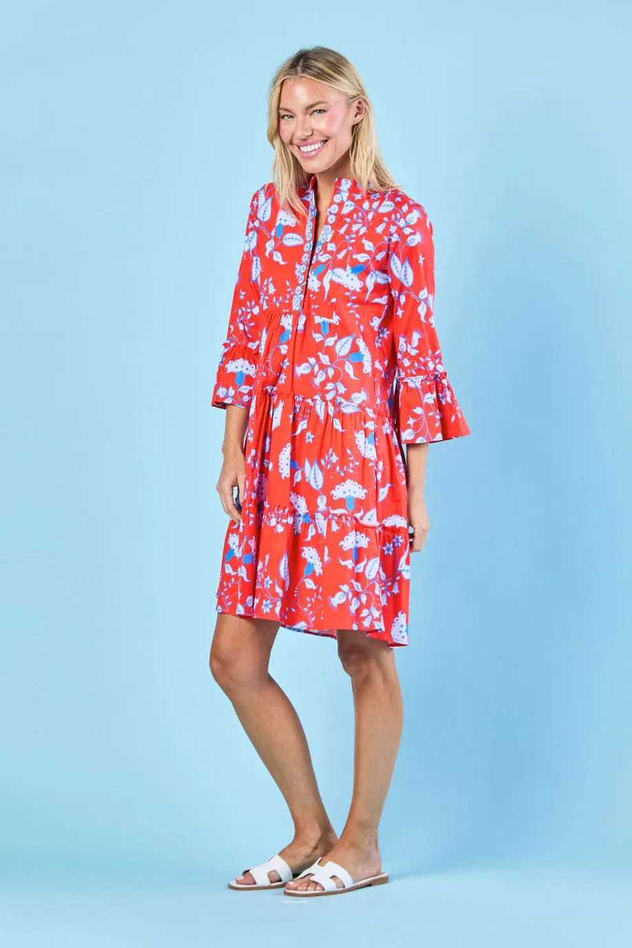Caty Dress in Scarlet Blooms