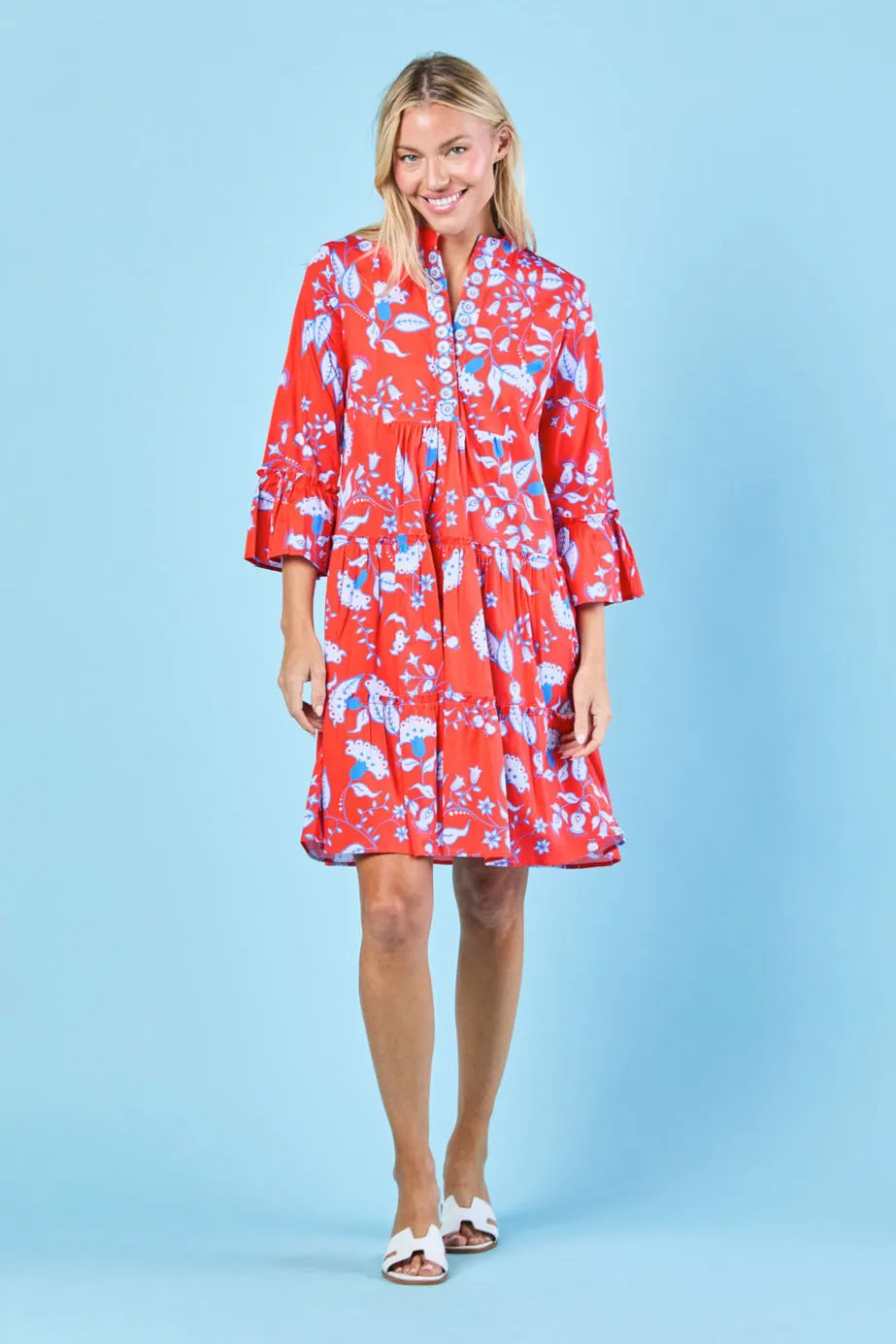 Caty Dress in Scarlet Blooms