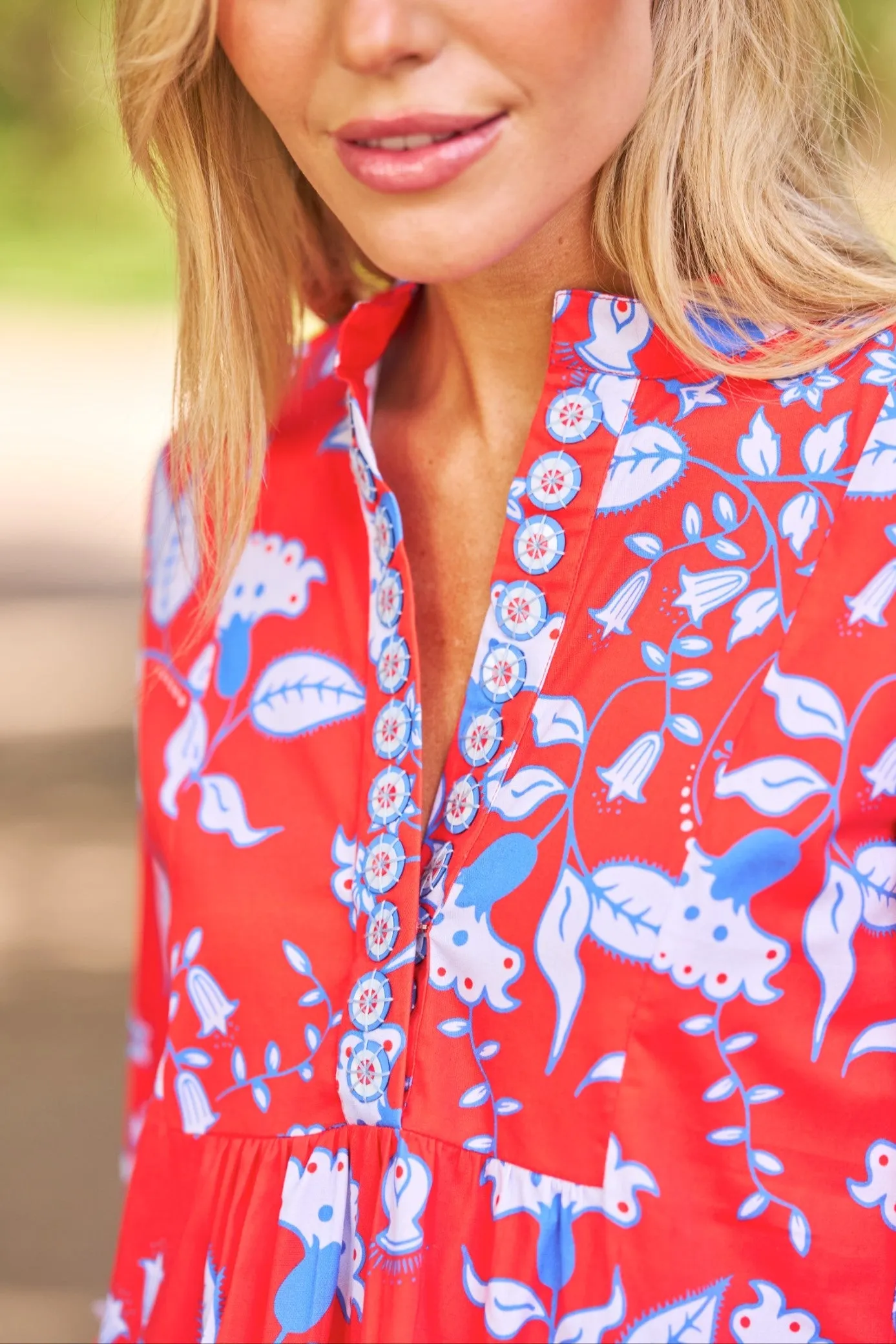 Caty Dress in Scarlet Blooms