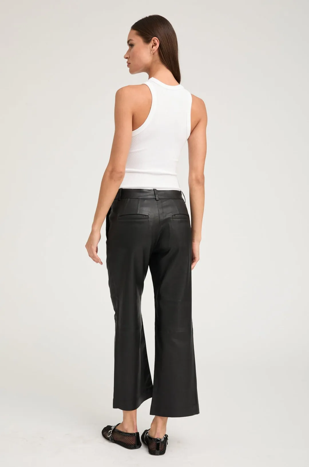 Cropped Baggy Lowrise Trousers in Black