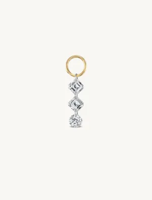 Duo Asscher   Round Pierced Diamond Charm for Huggies