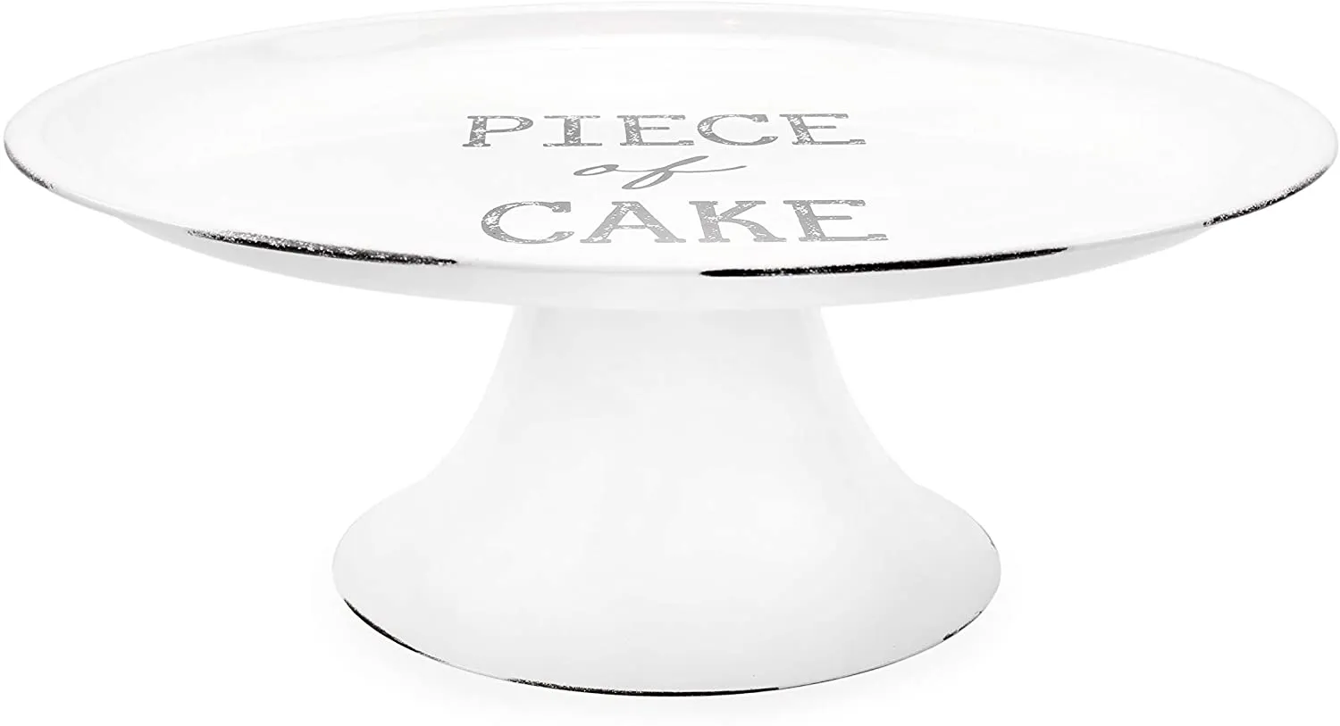 Enamelware Cake Stand, Round Metal Pedestal Style