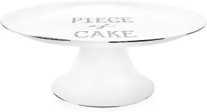 Enamelware Cake Stand, Round Metal Pedestal Style