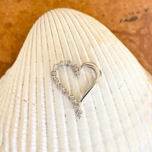 Estate 10KT White Gold .35 CT Diamond Heart Pendant Slide