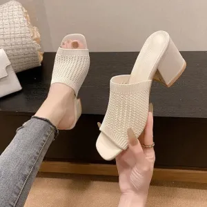 'Fallon' Block Heel Knit Sandals