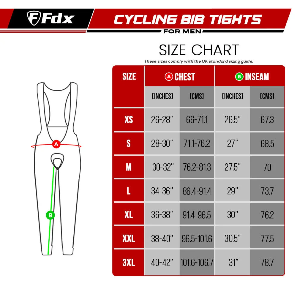 Fdx All Day Men's & Boy's Black Thermal Padded Cycling Cargo Bib Tights