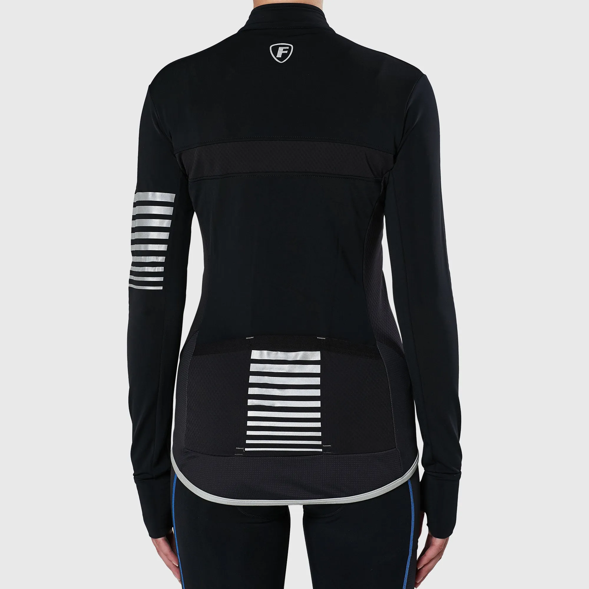 Fdx All Day Women's & Girl's Black Thermal Roubaix Long Sleeve Cycling Jersey