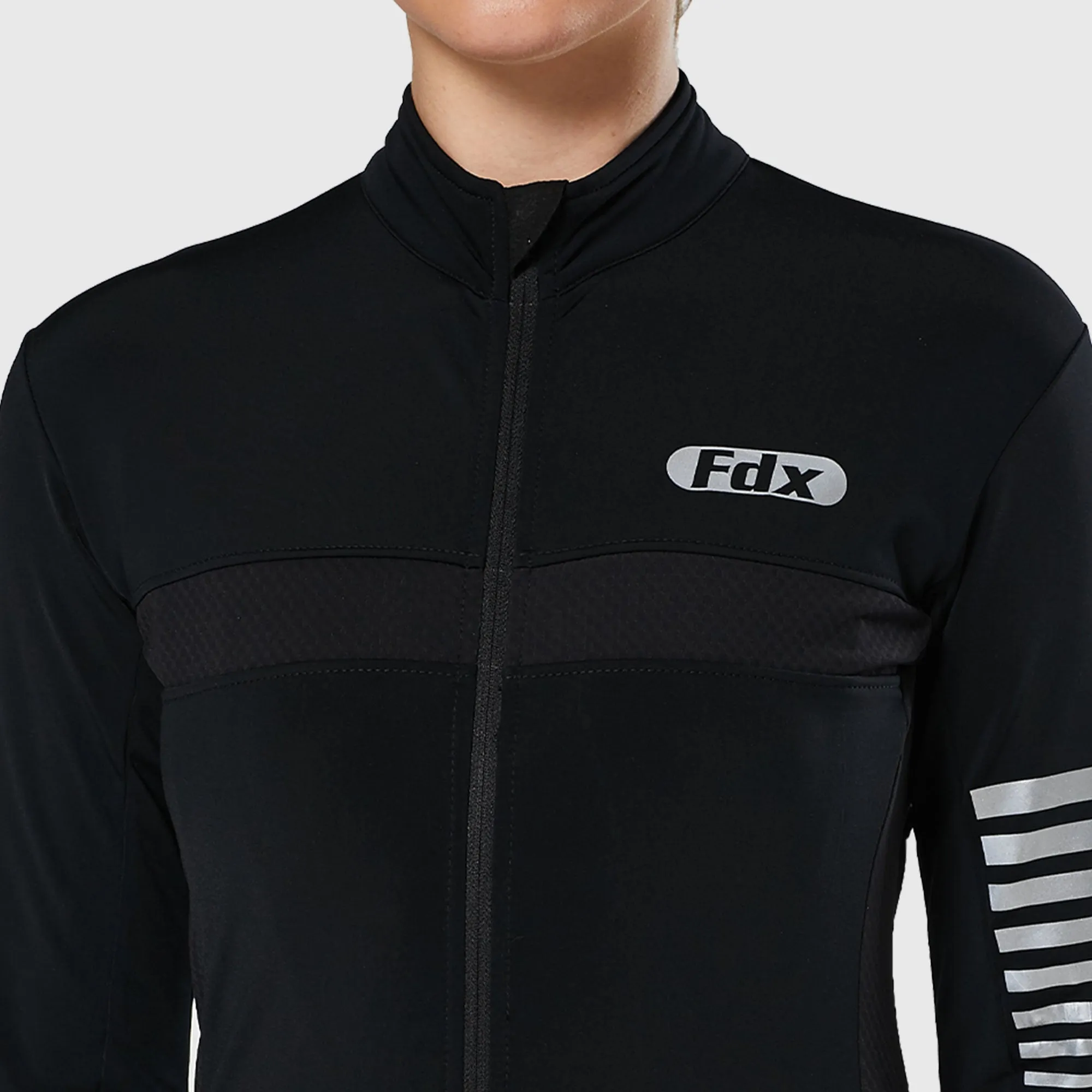 Fdx All Day Women's & Girl's Black Thermal Roubaix Long Sleeve Cycling Jersey