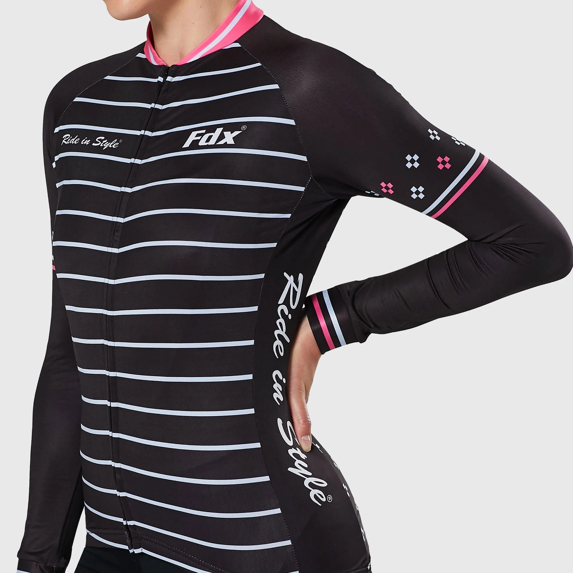 Fdx Ripple Women's & Girl's Pink Thermal Roubaix Long Sleeve Cycling Jersey