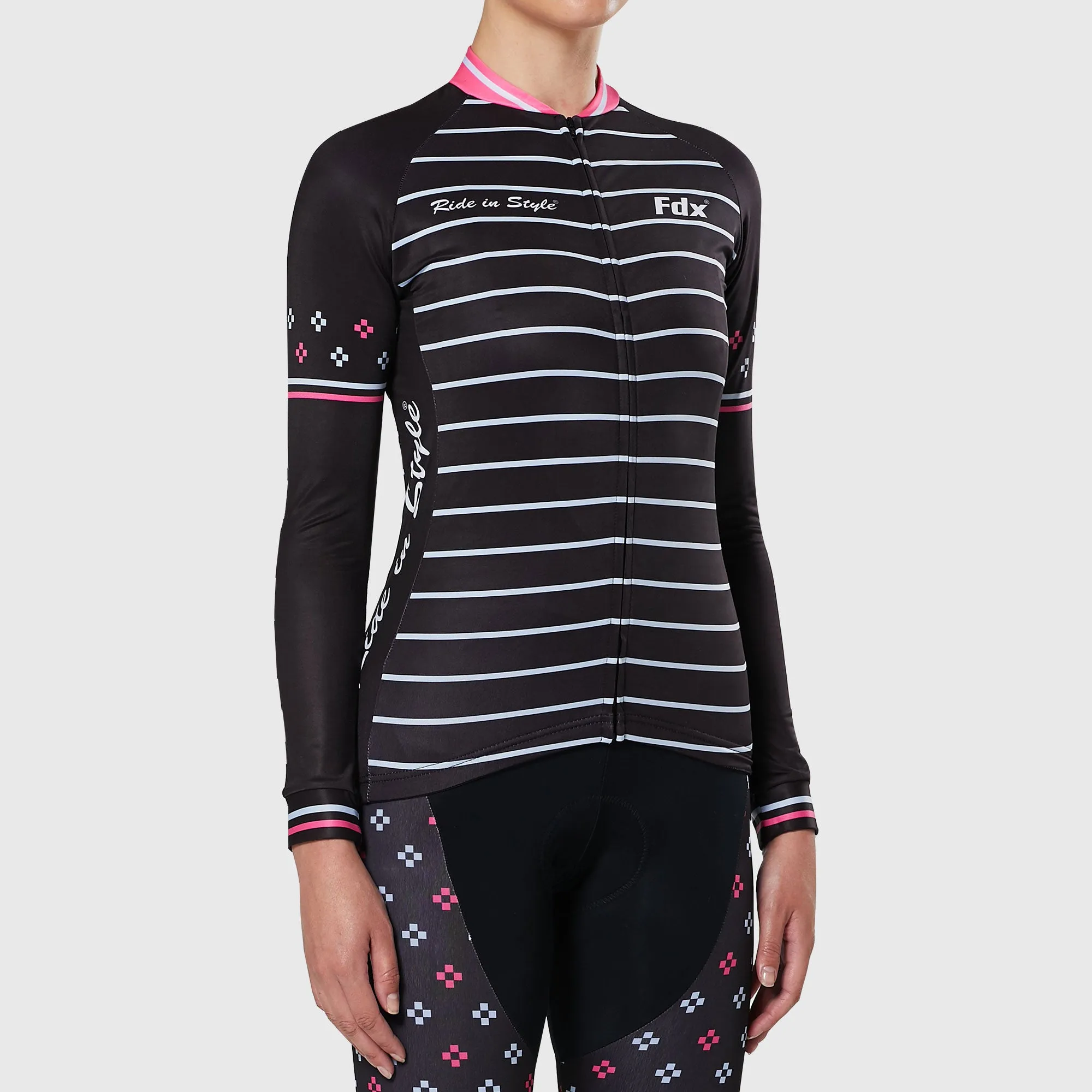 Fdx Ripple Women's & Girl's Pink Thermal Roubaix Long Sleeve Cycling Jersey