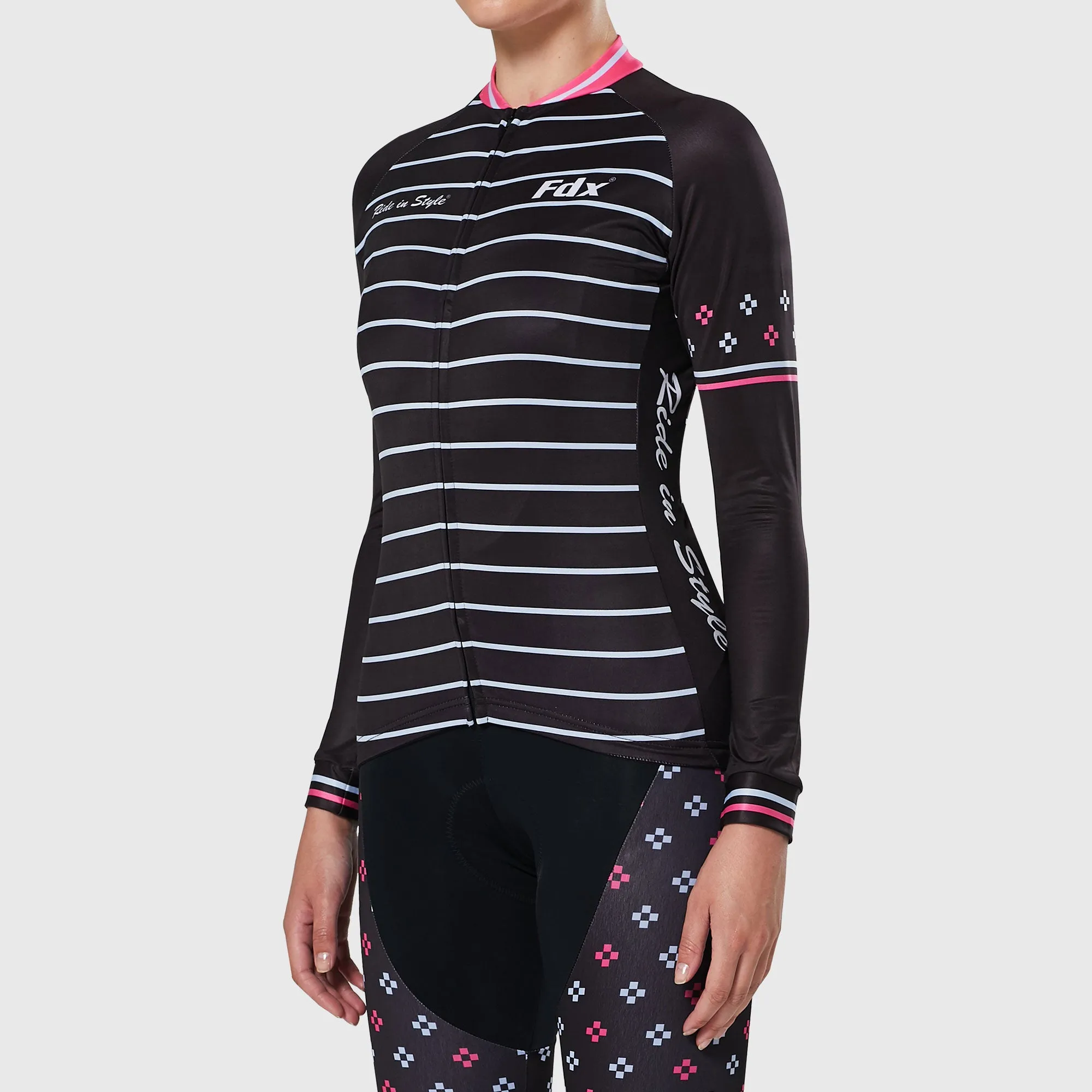 Fdx Ripple Women's & Girl's Pink Thermal Roubaix Long Sleeve Cycling Jersey