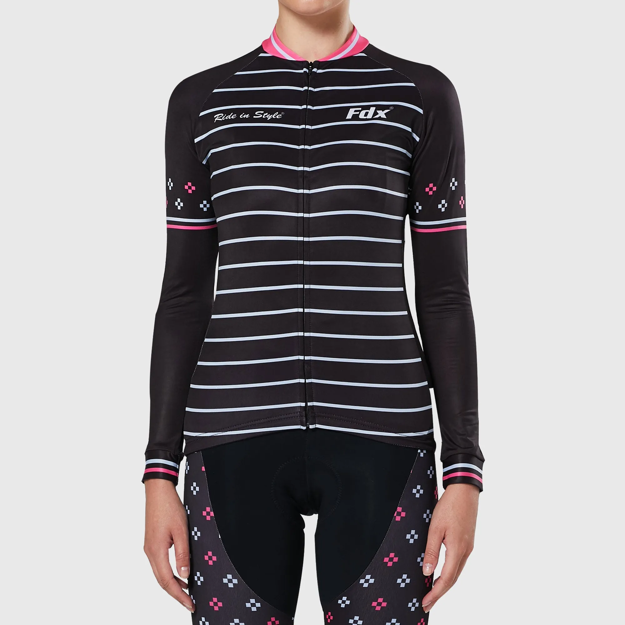Fdx Ripple Women's & Girl's Pink Thermal Roubaix Long Sleeve Cycling Jersey