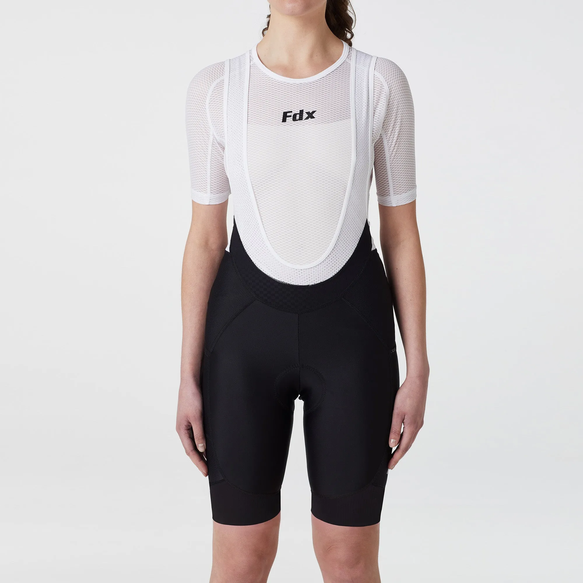 Fdx Women's & Girl's Set Essential Black Short Sleeve Cycling Jersey & Cargo Bib Shorts