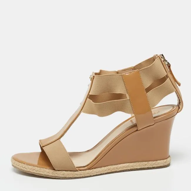 FENDI CARIOCA BANDED STRAP WEDGE HEEL ESPADRILLE SANDALS