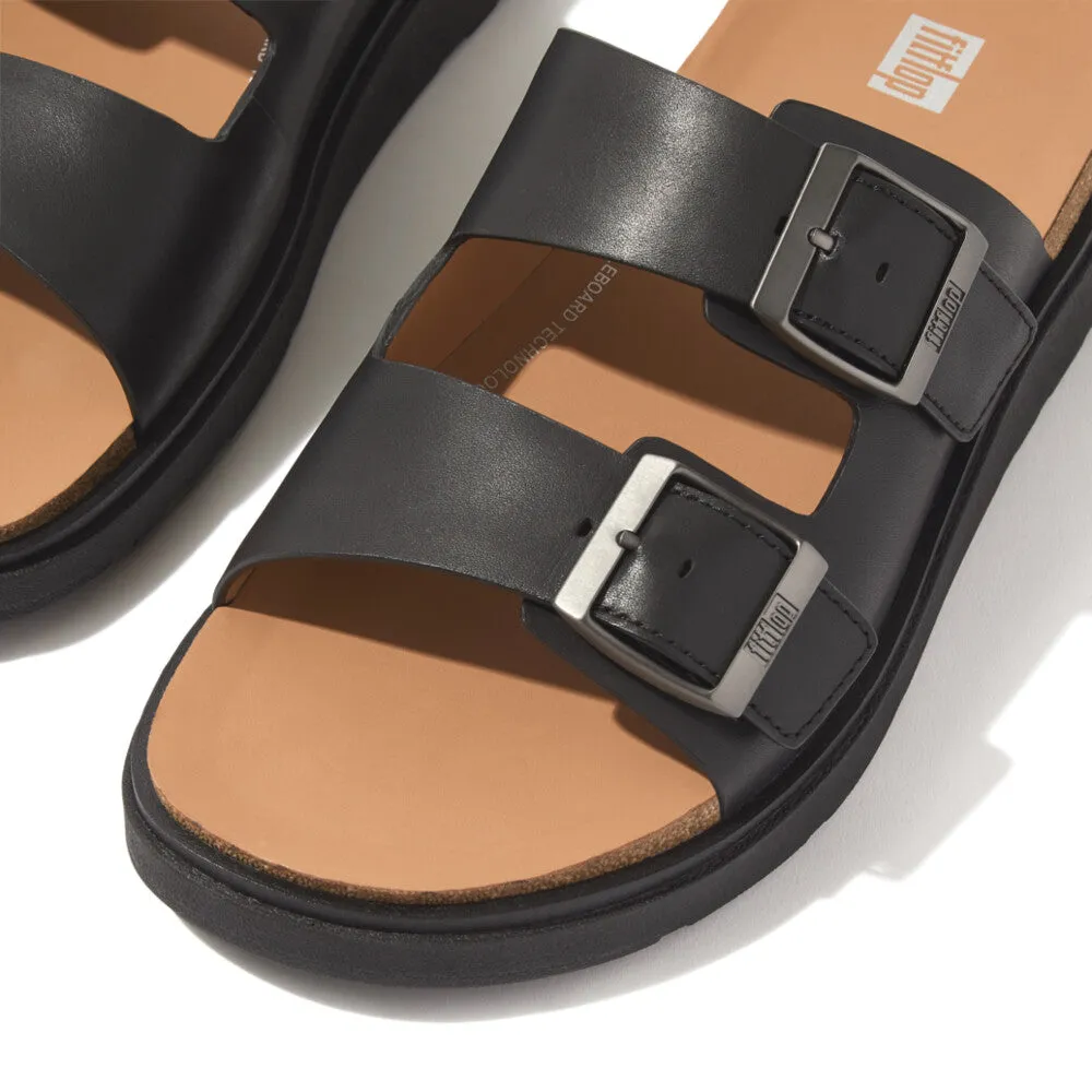 FitFlop Gen-FF Mens Buckle Two-Bar Leather Slides