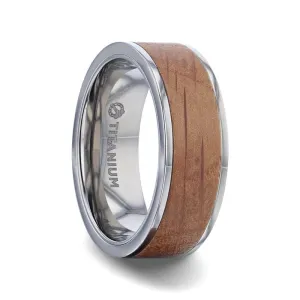 Flat Titanium Ring Made From Genuine Whiskey Barrels Used By Jack Daniel's Distillery - 8mm