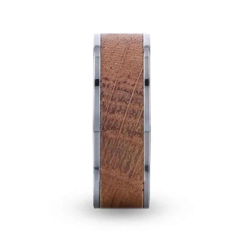 Flat Titanium Ring Made From Genuine Whiskey Barrels Used By Jack Daniel's Distillery - 8mm