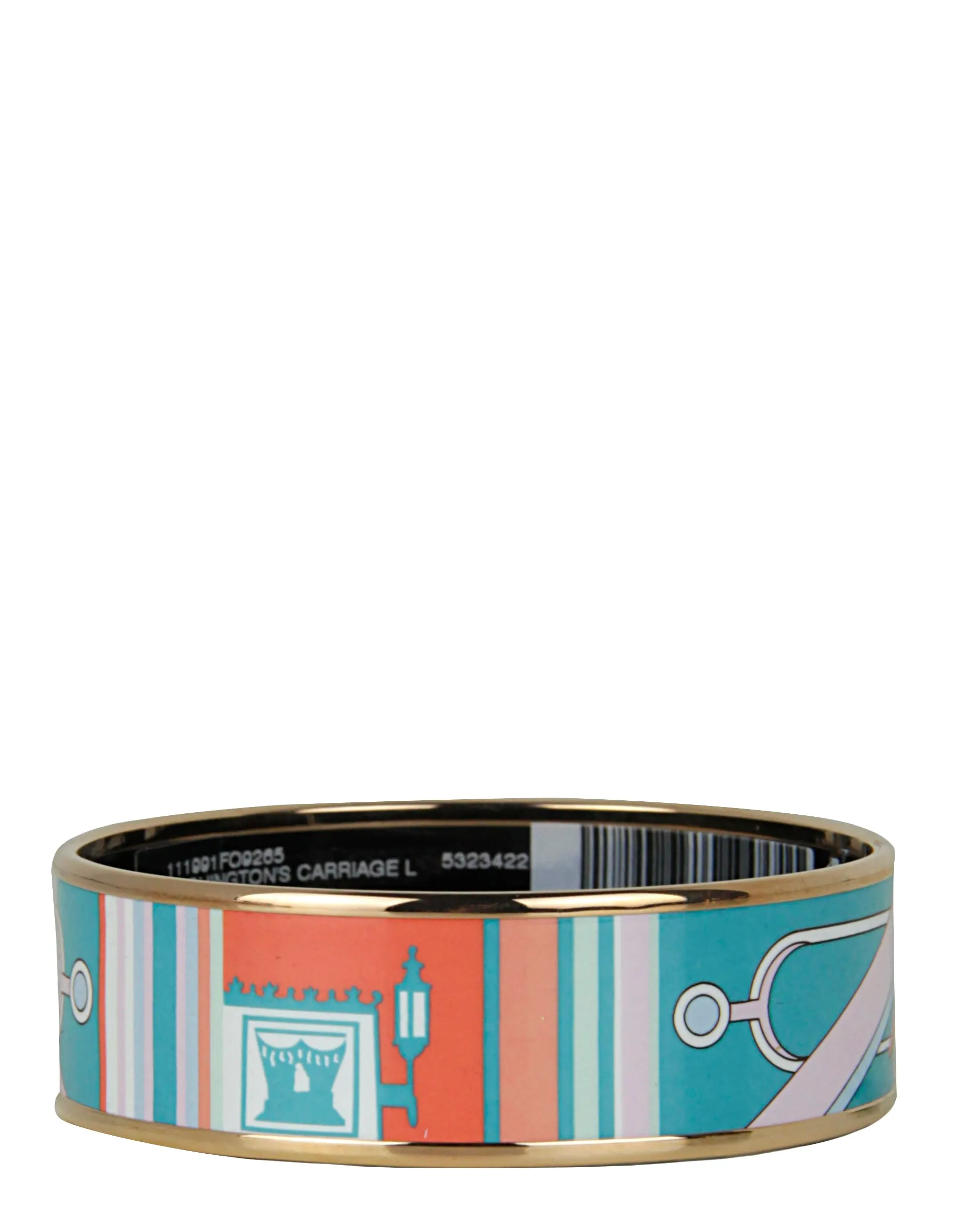 Hermes NEW Rose Gold/Miami Washingtons Carriage Wide Enamel Bangle sz 65