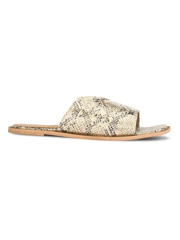 Hydes N Hues Metalic Beige Silver Flat Sandal For Women