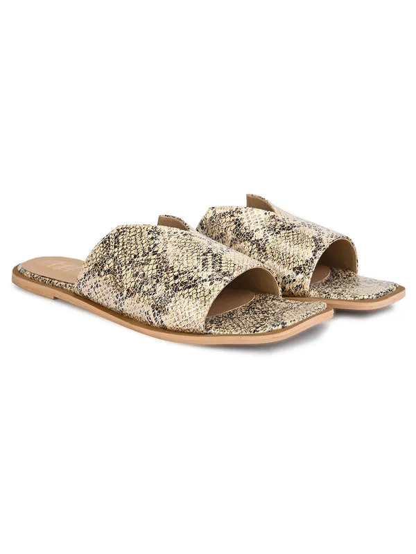 Hydes N Hues Metalic Beige Silver Flat Sandal For Women