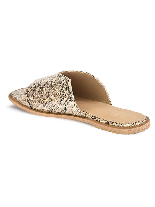 Hydes N Hues Metalic Beige Silver Flat Sandal For Women