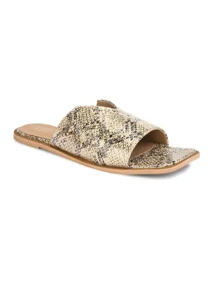 Hydes N Hues Metalic Beige Silver Flat Sandal For Women