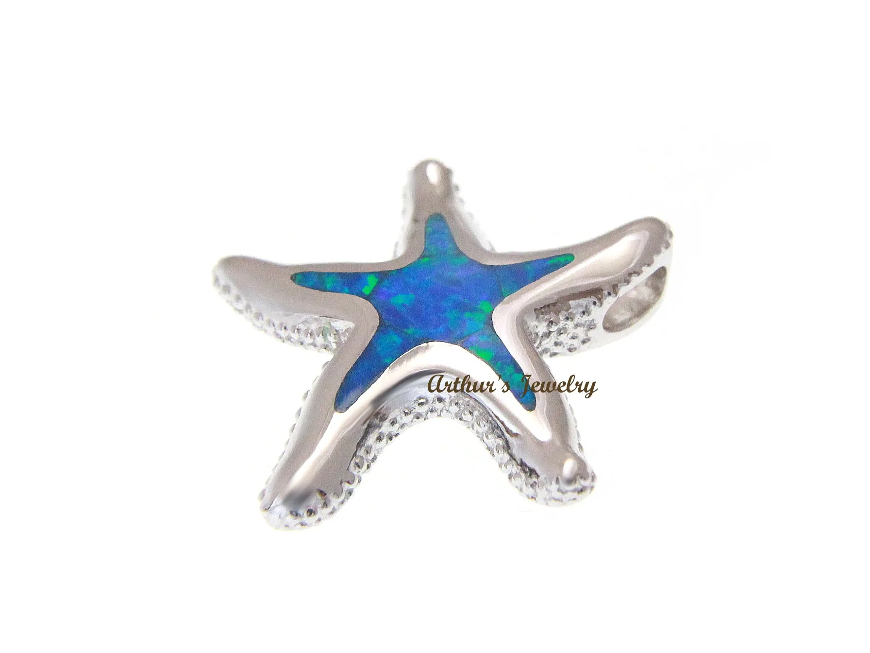 INLAY OPAL HAWAIIAN SEA STARFISH SLIDE PENDANT SOLID 925 STERLING SILVER 37.60MM