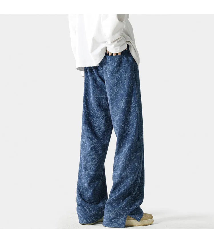 Jacquard Wide-Leg Drawstring Pants