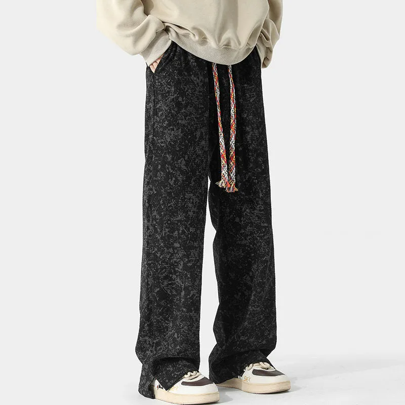 Jacquard Wide-Leg Drawstring Pants