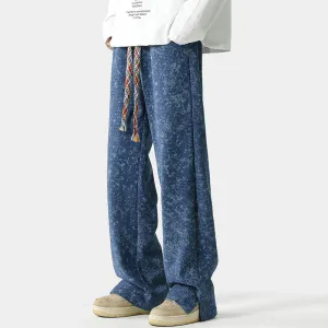 Jacquard Wide-Leg Drawstring Pants