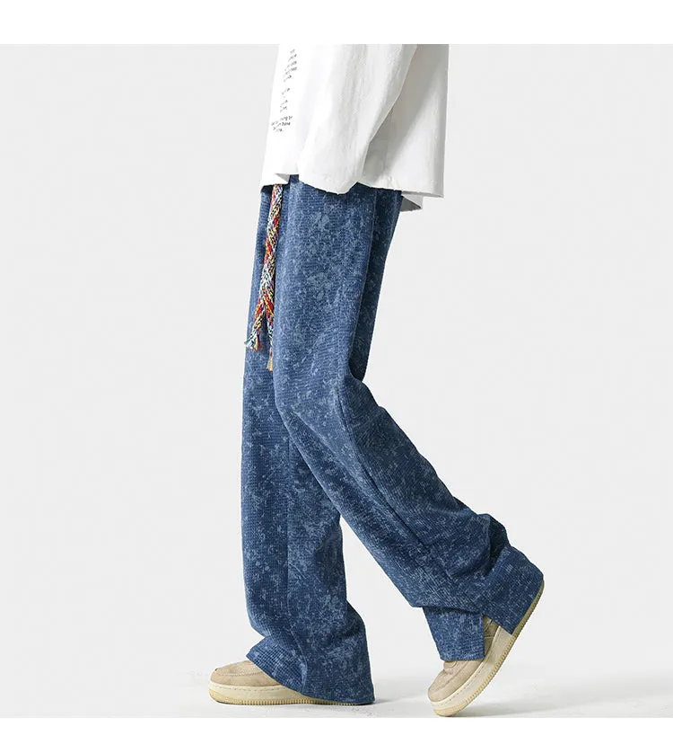 Jacquard Wide-Leg Drawstring Pants