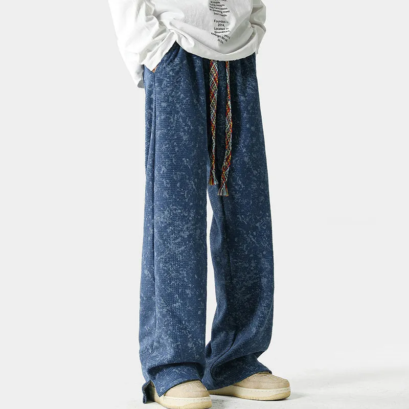 Jacquard Wide-Leg Drawstring Pants