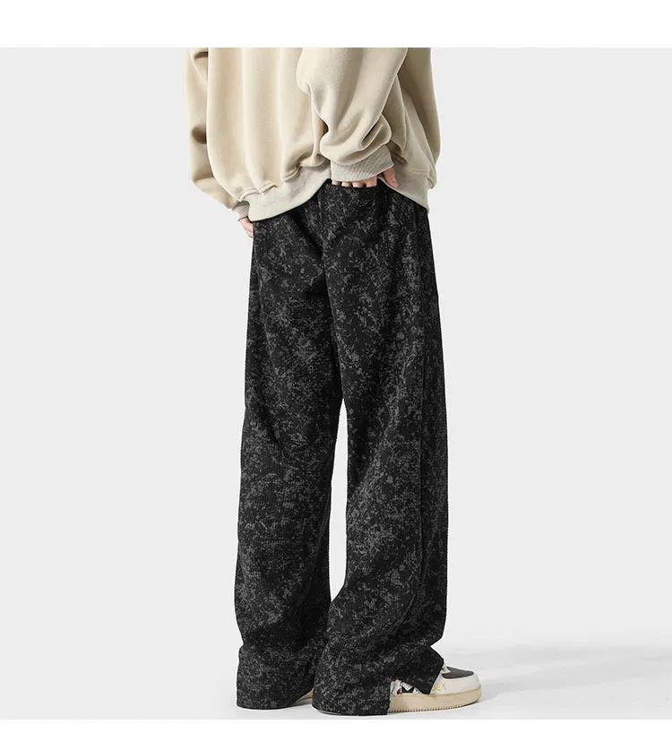 Jacquard Wide-Leg Drawstring Pants