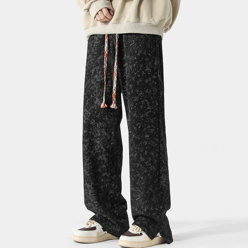 Jacquard Wide-Leg Drawstring Pants