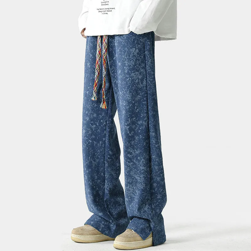Jacquard Wide-Leg Drawstring Pants