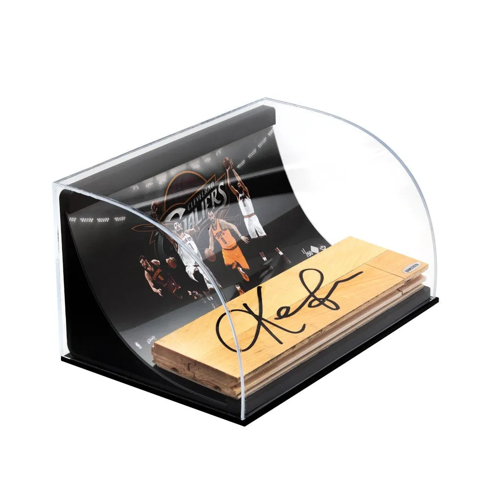 Kevin Love Loveland Photo with Autographed NBA Game-Used Floor Curve Display