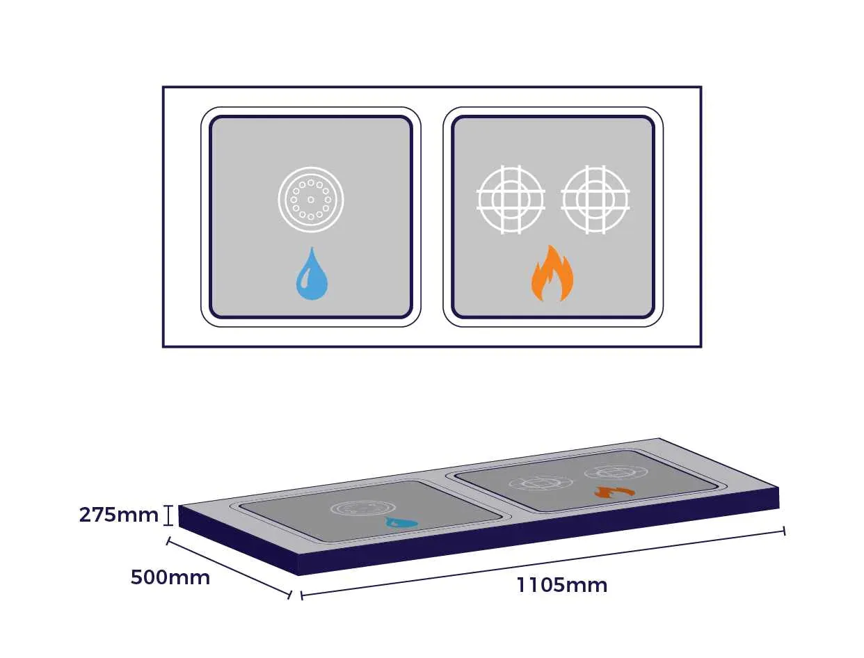 Kitchen Pro Sliding Combi Unit Cooktop and Sink