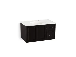 KOHLER K-99520-R-1WA Damask 36" wall-hung bathroom vanity cabinet with 1 door and 2 drawers on right