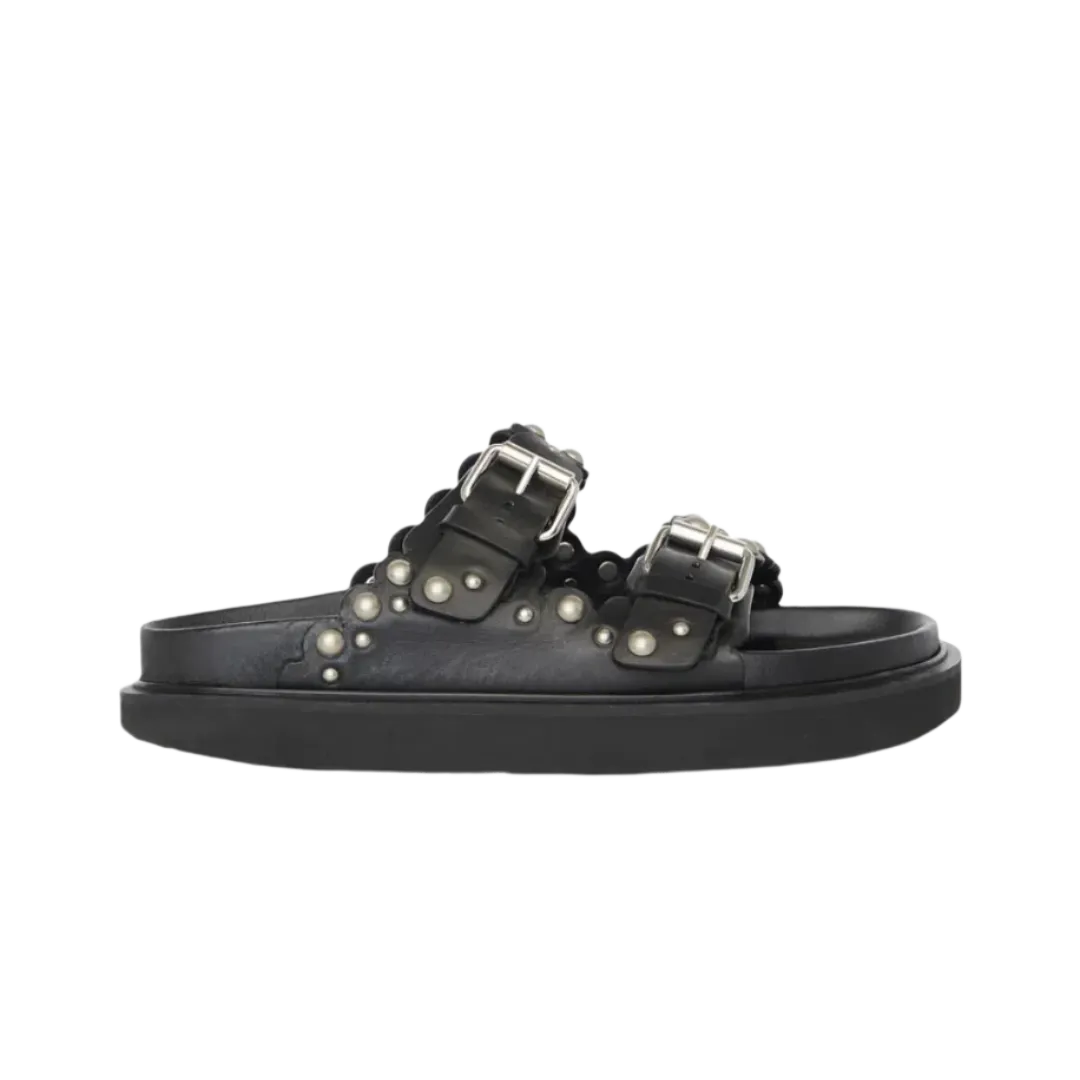 Lennya Flat Sandals In Studded Leather